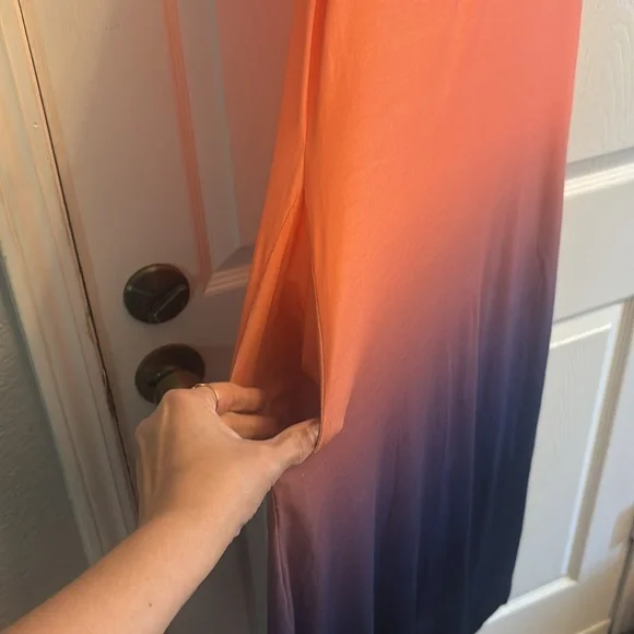 Sleeveless Ombre Orange and Blue Maxi Dress - Picture 5 of 5